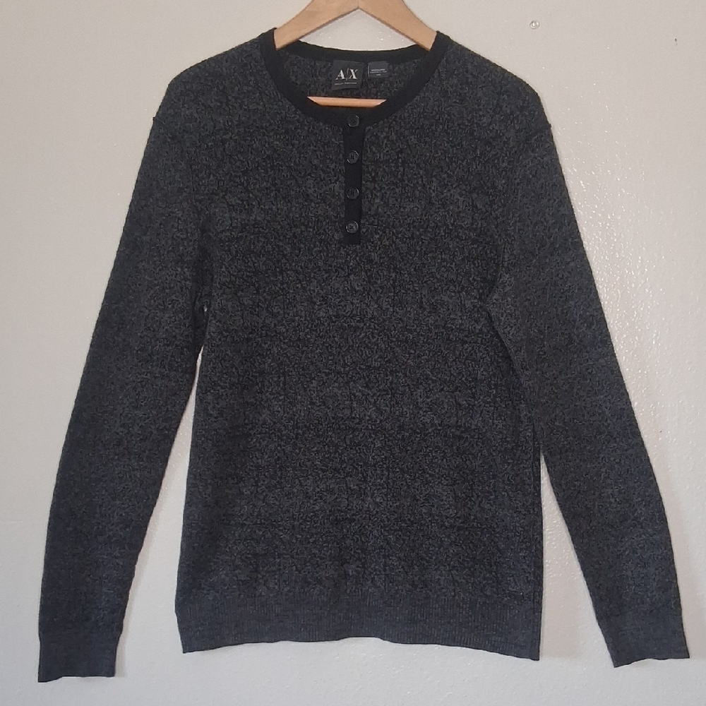 A/X Armani Exchange Men's Cotton Sweatshirt Black Gray Logo Pullover Cotton M